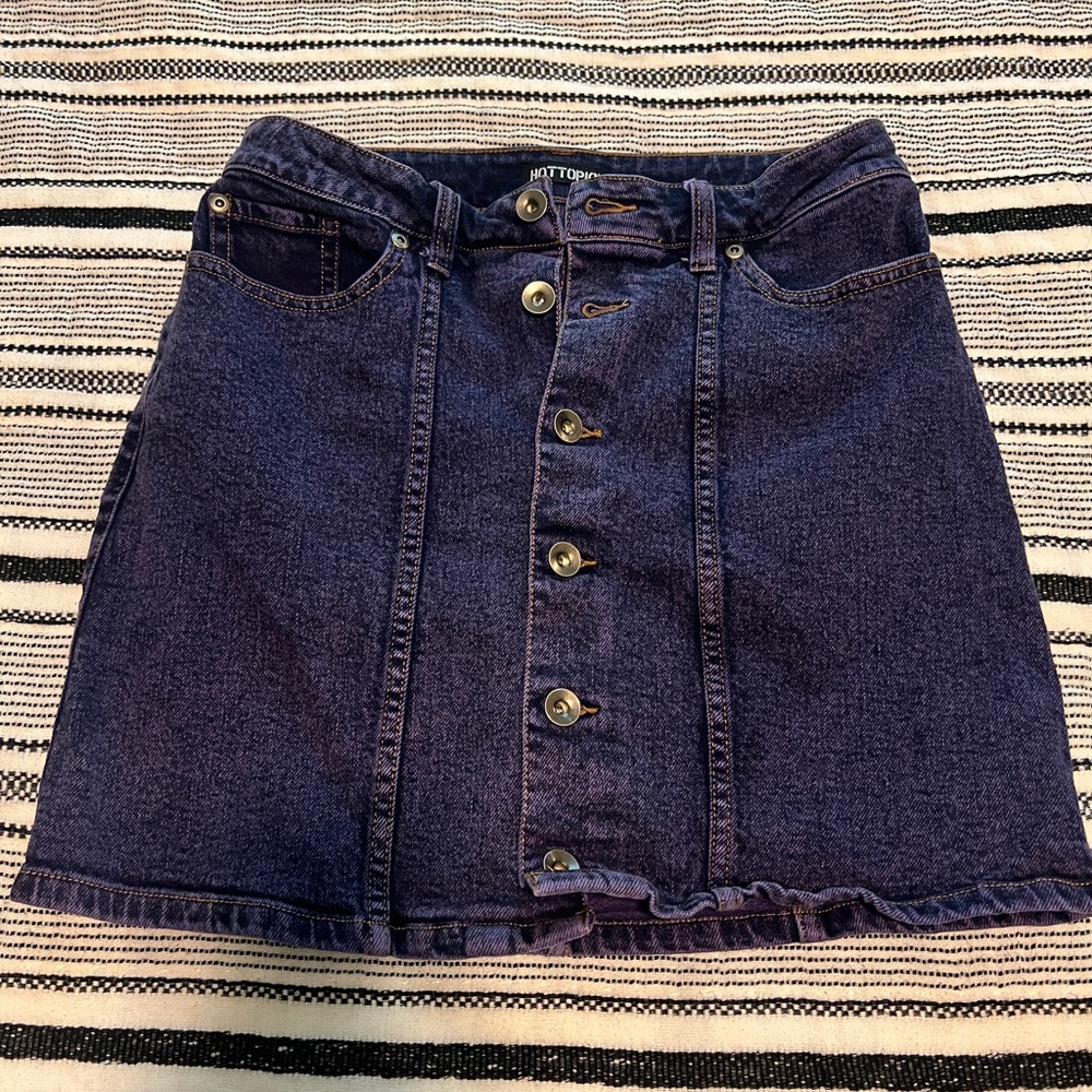 Hot Topic Blue Denim A-Line Skirt